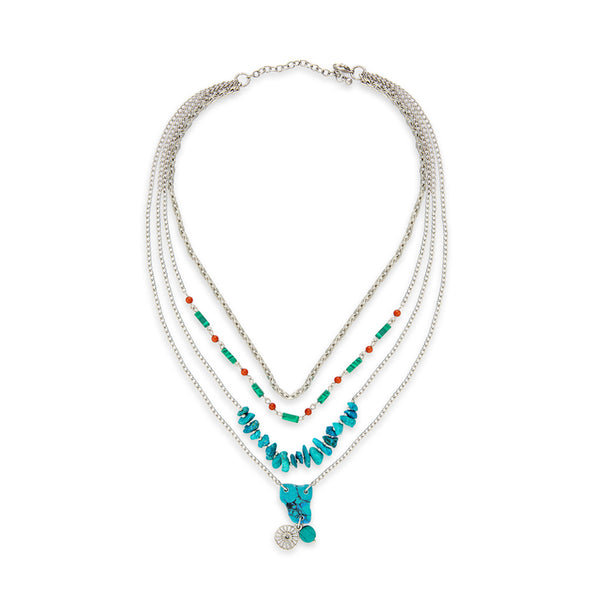 Enchanted Garden Tiered Silver Necklace - Myra USA