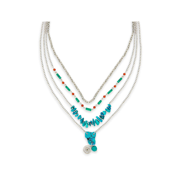 Enchanted Garden Tiered Silver Necklace - Myra USA