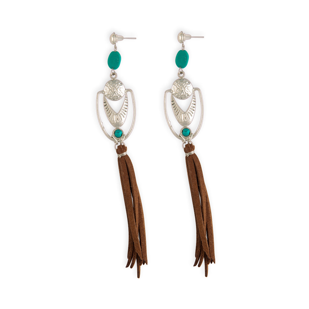 Phoenix Crest Tassled Earrings - Myra USA