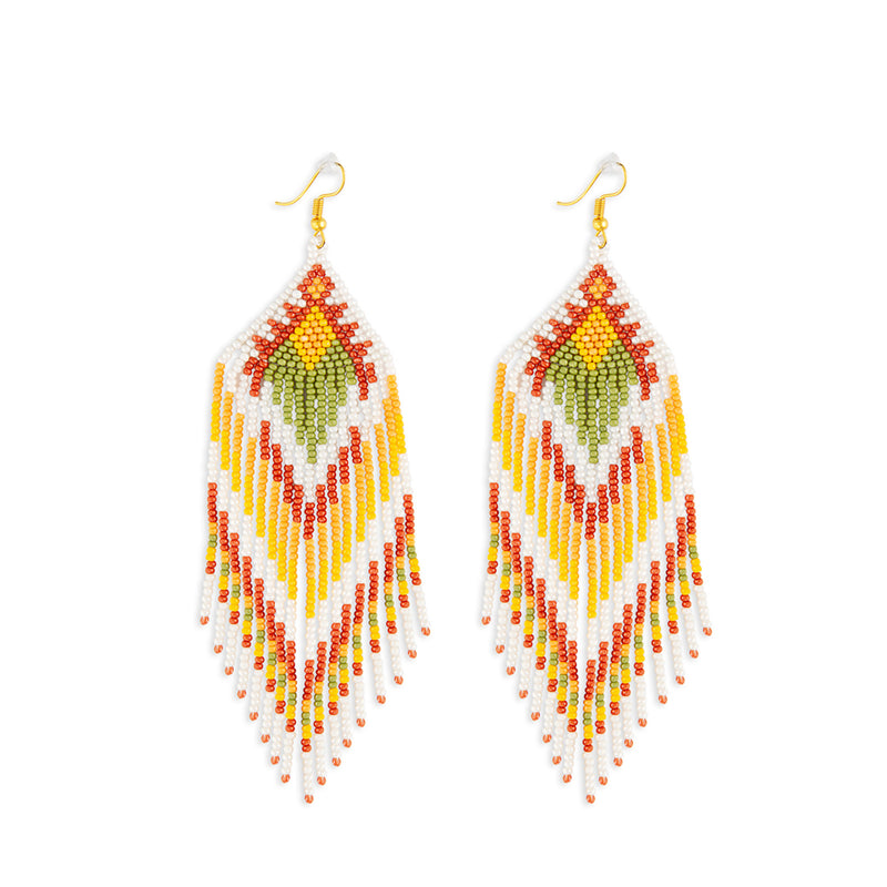 Rain Dance Beaded Earrings In Corn Yellow