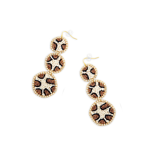 Crouching Leopard Beaded Earrings - Myra USA