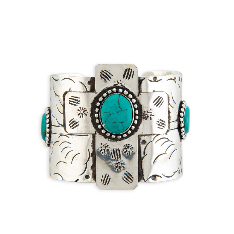 Southwest Cross Accented Cuff Bracelet