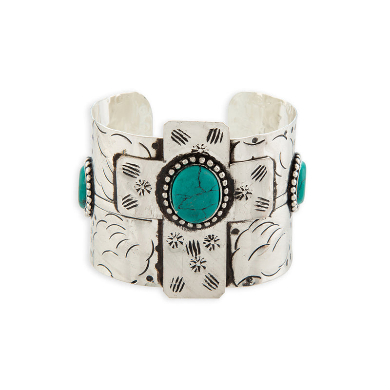 Southwest Cross Accented Cuff Bracelet