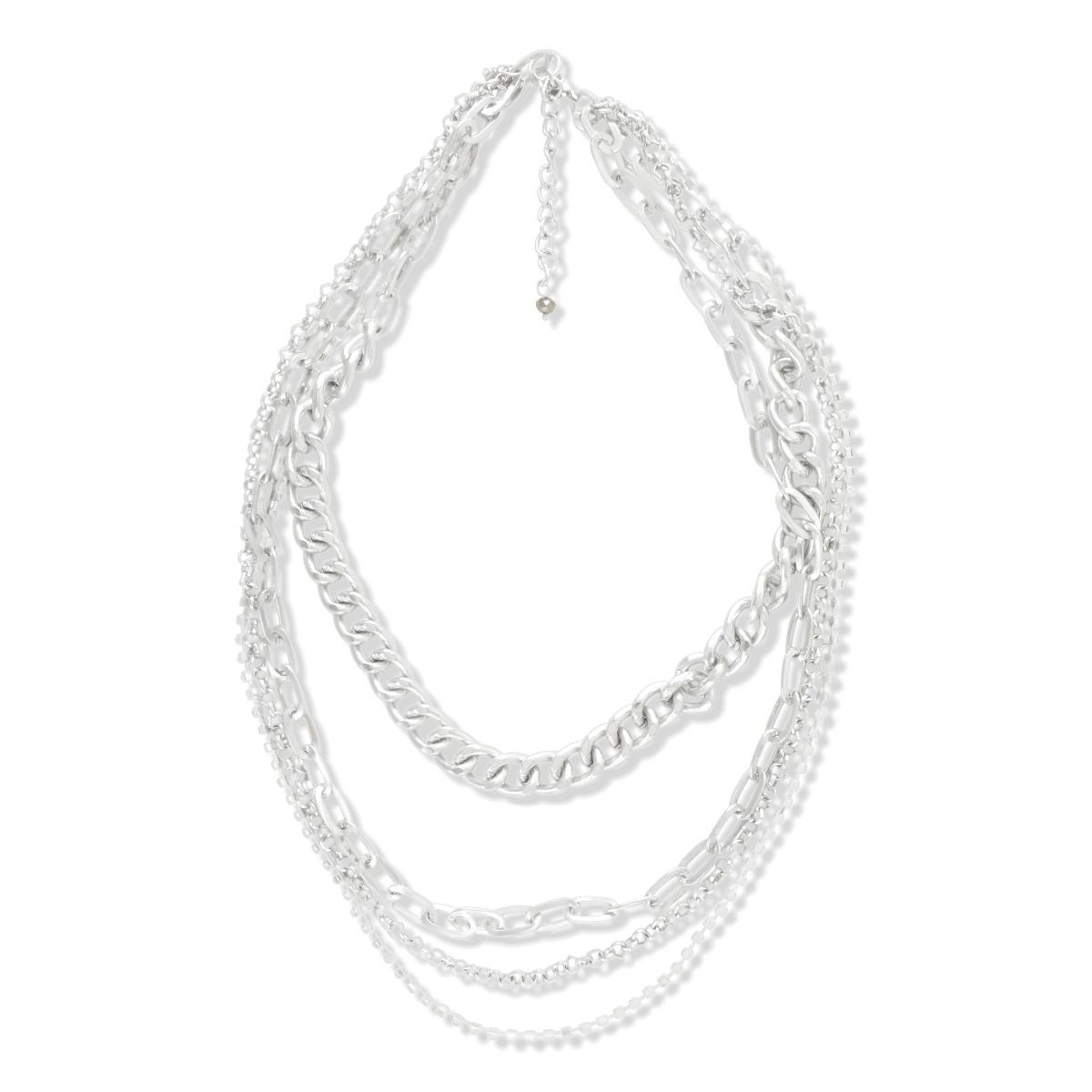 SNAZZY SILVER LAYERED NECKLACE - MyraUSA