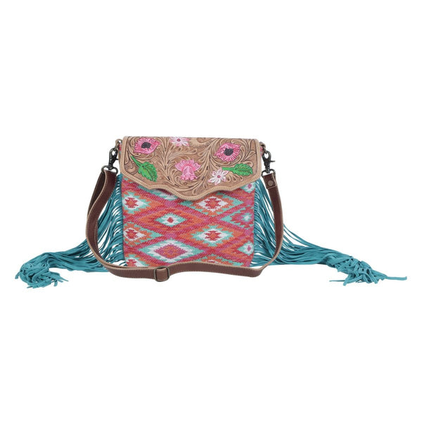 Floral Pink Hand-Tooled Bag