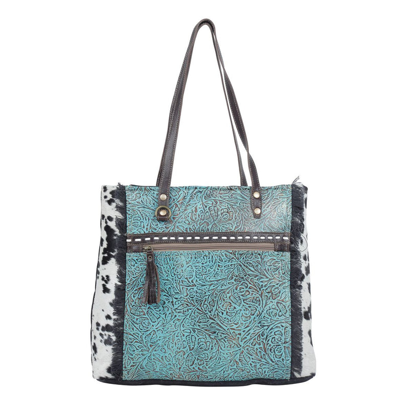 Rustic Azure Canvas & Hairon Bag