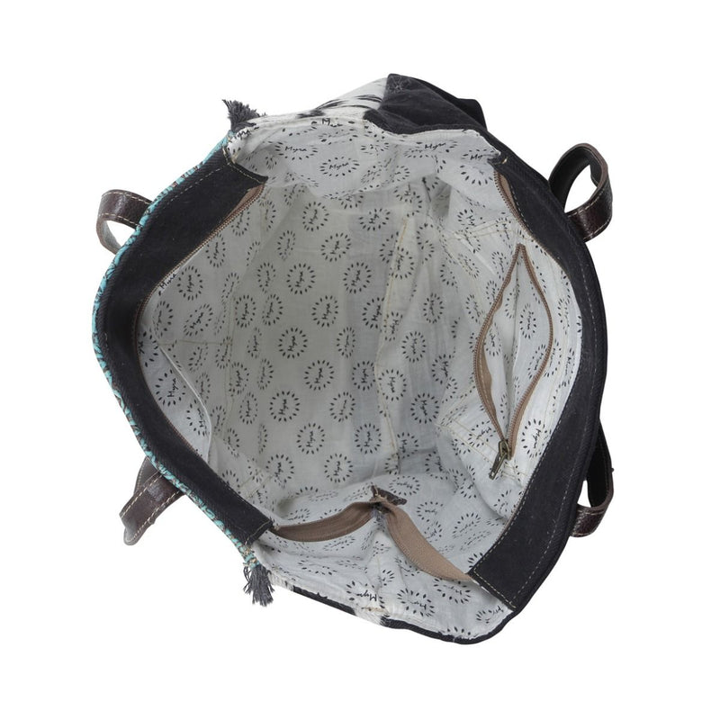 Rustic Azure Canvas & Hairon Bag