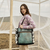 Rustic Azure Canvas & Hairon Bag