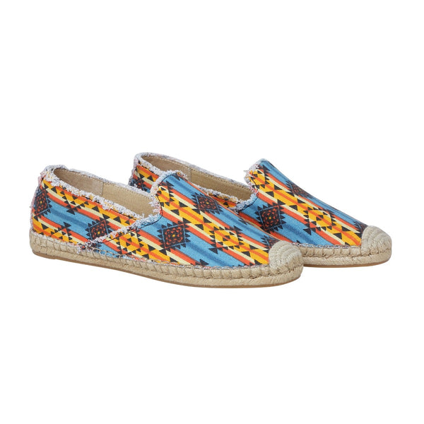 western canvas shoes for women with a colorful geometric pattern