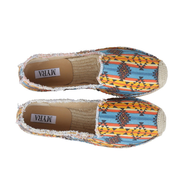 western canvas shoes for women with a colorful geometric pattern